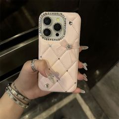 iPhoneケースiPhone全機種対応  おしゃれ 立体 リボン ピンク アーガイル スマホケース