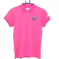 【美品】ジャックバニー 半袖ポロシャツ ピンク 胸ロゴワッペン レディース 0(S) ゴルフウェア Jack Bunny