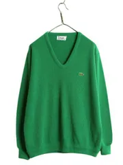 【お得なクーポン配布中!】 70s USA製 ラコステ Vネック アクリル ニット セーター メンズ レディース XL ヴィンテージ IZOD LACOSTE 糸巻タグ ワンポイント グリーン