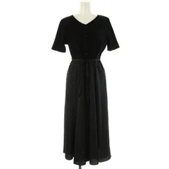 ナチュラルビューティーベーシック NATURAL BEAUTY BASIC 21SS ドッキングドットプリントワンピース ロング丈 ミモレ丈 長袖 M 黒 ブラック /YQ ■OS