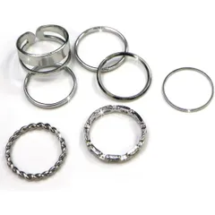 重ね付けリング 指輪 セット シルバー ファッション レディース メンズ シンプル 8個セット チェーン ツイスト プレゼント 贈り物 きらきらぷんぷん丸 RGS-004