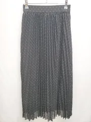 ◇ earth music&ecology 水玉 ドット ウエストゴム ロング プリーツ スカート サイズF～L ブラック ホワイト レディース P  【1406110025077】