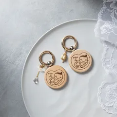 マタニティマーク 木製 キーホルダー フラワー ボタニカル アクセサリー チャーム パーツ付