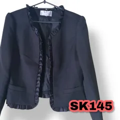 saviem (サビエム) フリル付き ノーカラージャケット 黒色 11サイズ レディースジャケット　管理SK145