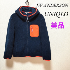 【 UNIQLO 】美品 ユニクロ × JW ANDERSON ボア 防風 フリース ネイビー オレンジ S レディース アウター