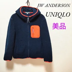 【 UNIQLO 】美品 ユニクロ × JW ANDERSON ボア 防風 フリース ネイビー オレンジ S レディース アウターフード付 ジップアップ ボア