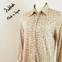 【日本製】Jubbah昭和レトロ花柄ウールブレンド長袖シャツベージュ系13
