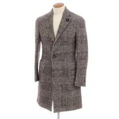 【中古】ラルディーニ LARDINI コットンウールナイロン チェック チェスターフィールドコート ダークブラウンxホワイト【サイズ46】【メンズ】のサムネイル