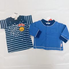 新品　未使用 タグ付き 半袖 Tシャツ UVカーディガン　80 90 ブルー　ボーダー　男の子　女の子