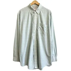 Brooks Brothers ブルックスブラザーズ ボタンダウンシャツ コットンシャツ ストライプ ポケット付き 長袖シャツ 白×ミントグリーン×緑×水色系 No.G574