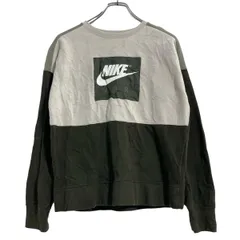 NIKE プリント スウェット トレーナー キッズ L チャコール グレー ライトベージュ ナイキ 裏起毛 古着卸 アメリカ仕入 a608-5878