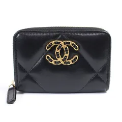 新品 シャネル 19 コインケース カードケース ラムスキン マトラッセ 黒 国内完売済み AP0949【中古】7298