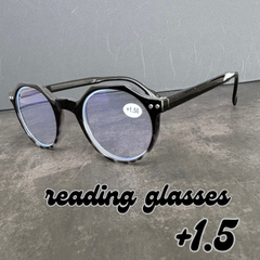 1.5老眼鏡メガネ眼鏡 メンズレディース クラウンパント ヴィンテージ クラシック 黒縁 ブラック べっ甲 レオパード レトロ ボストン ハーフ おしゃれお洒落 個性的 多角形シニアリーディンググラス ウェリントン プルーライトU コンパクト小さめ 男性女性