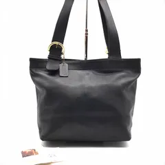 良品 COACH コーチ グローブレザー USA製 ハンド トート バッグ ブラック h618
