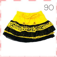 中古　ミニスカート　90   黄色  イエロー   裾フリル   韓国　女の子　キッズ　ビタミンカラー　派手  フォロー割り   C81