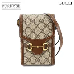 新品同様 グッチ GUCCI ホースビット1955 ミニ ショルダー バッグ GGスプリーム レザー ベージュ ブラウン 625615 90289287