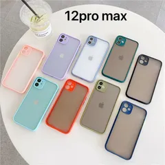 iPhone 12promax マットケース　半透明　レンズ保護　全8色