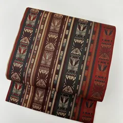 正絹　博多織 全通名古屋帯《ライン　葉模様》 博多織 名古屋帯商品一覧 | こだわりきもの専門店Kisste