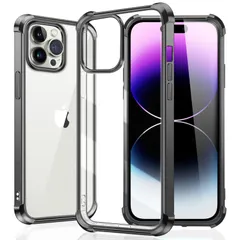 新品 iPhone 14 Pro Max 用 ケース クリア tpu 透明 iPhone14ProMax 用 耐衝撃 カバー ソフト 軽量 スマホケース 黒 ストラップホール付き 6.7インチ アイフォン 14ぷろまっくす ワイヤレス充電対応 ブラック