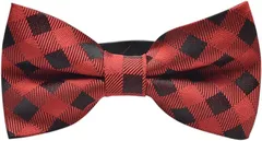 しあわせ倉庫 蝶ネクタイ キッズ 子供用 男の子 ワンタッチ フォーマル 結婚式 誕生日(レッドブラックチェック)