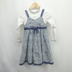 ◇ ⊇ axes femme アクシーズファム キッズ 子供服 長袖 ワンピース サイズ130 ライトグレー 女の子 E  【1506180000032】