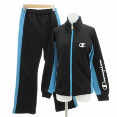 チャンピオン CHAMPION セットアップ 上下 ジャージジャケット イージーパンツ スポーツウエア ジップアップ ロゴ キッズ160 レディースXS 黒 ブラック 青 ブルー CJ3758 /GV 1114 ■SM3