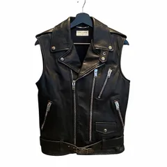 サンローラン パリ SAINT LAURENT PARIS 2013 エディ期 BIKER LEATHER VEST レザー ベスト ライダースジャケット  330463 ブラック  黒 ☆AA★ メンズのサムネイル