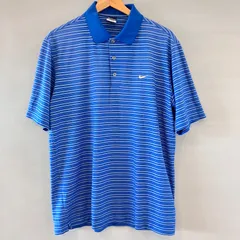 00's NIKE ナイキ GOLF ゴルフ ボーダーポロシャツ 半袖 スポーツウェア DRY-FIT UV ブルー 青 メンズ XLサイズ