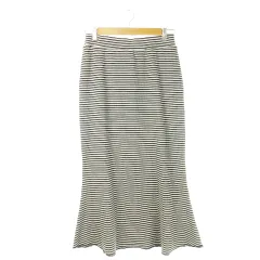 ニコアンド Niko and.. スカート タイト マーメイド リブ カットソー ストレッチ ボーダー L 黒 ブラック /CK24 ☆