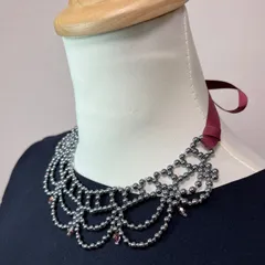 つけ襟風パールネックレス【パールグレー】