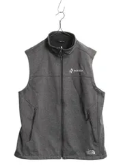 【お得なクーポン配布中!】 US企画 ノースフェイス ソフトシェル ベスト メンズ L アウトドア フルジップ ストレッチ 重ね着 前開き ハイネック ワンポイント 企業 灰