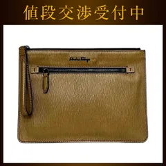 サルヴァトーレ フェラガモ クラッチバッグ ブラウン ゴールド 美品 レザー