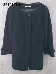 ■ green label relaxing UNITED ARROWS 長袖 ノーカラー コート サイズ38 ネイビー レディース 【中古】 【1002800660285】