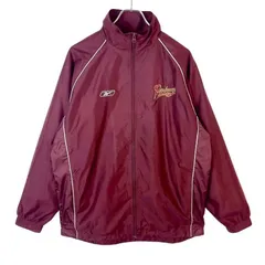 リーボックReebokウィンドブレーカーラグランナイロンジャケットトラックジャケット臙脂バーガンディワインレッドOHL Peterborough Petesカナダアイスホッケーチームロゴ刺繍スポーツアウトドアゆるダボオーバーサイズvintage50726