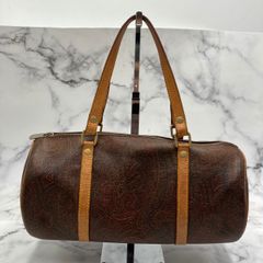 ♪【値下げ交渉可能】ETRO エトロ ハンドバッグ ペイズリー柄 ブラウン系 8 OTT 98 0043 PVC×レザー