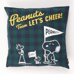 PEANUTS スヌーピー クッションカバー ロゴ、フラッグ