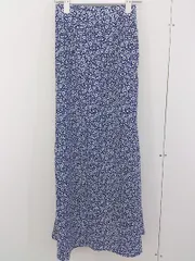◇ FREAK'S STORE フリークスストア 花柄 フラワー ロング フレア スカート サイズL/XS ネイビー ホワイト レディース  【1204070004046】