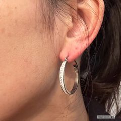 【幅3.6×外径20mm 色：シルバー 1ペア】[Adelina Style] ピアス レディース 人気 フープピアス 大きめ リングピアス キュービックジルコニア ラインストーン サージカルステンレス 金属アレルギー対応 両耳 プレゼント