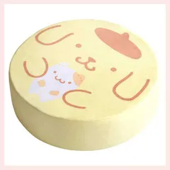 ポムポムプリンのリビングクッション（低反発ウレタン座布団・カバー取り外し手洗い可能）円形（φ40×H12cm）　※サンリオキャラクターズ,コラボデザイン,ラウンド,高品質,ロー,ざぶとん,厚み,極厚,ボリューム,フロア,丸型