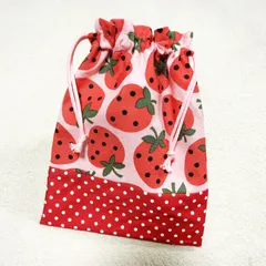 給食袋 巾着 コップ袋 小物入れ 歯ブラシ袋 小学校 いちご ストロベリー