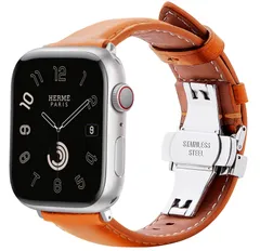 【在庫セール】Apple Watch コンパチブル バンド 44MM 45MM 46MM 49MMコンパチブル アップルウォッチベルト 46mm 本革製 [Ｘｒｅｉｓｉ] プッシュ式 Ｄバックル/ピンバックル 長さ調節 通気Apple Watch Ultra2