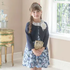 【紺ボレロ×水色】花柄ワンピース＆ボレロセット 女の子 スーツ キャサリンコテージ TAK