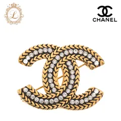 CHANEL シャネル ココマーク ラインストーン ブローチ GP（ゴールドメッキ） ゴールド ブローチ レディースブローチ ハイブランド【中古】【送料無料】
