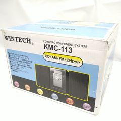 【中古／動作確認済み】WINTECH AM/FMデジタルチューナー(FMワイドバンド対応)搭載 CDカセットミニコンポ ブラック リモコン付属 KMC-113 CDラジカセ