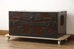 TORU 骨董 船箪笥 銭箱 引き出し 金具 鍵付 手提げ r-06616901-00.jpg
