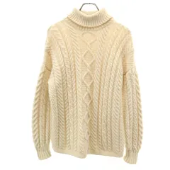 GUERNSEY WOOLLENS ガンジーウーレンズ イギリス製 ウール 長袖 タートルネック ニット M アイボリー セーター メンズ 古着
