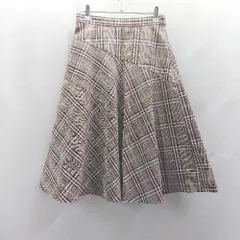 ◇ ⊂ JUSGLITTY ジャスグリッティー チェック柄 ロング フレア スカート サイズ1 ブラウン レディース E  【1504240014432】
