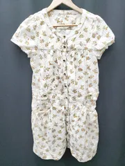 ◇ franche lippee フランシュ 花柄 コーデュロイ 半袖 ミニ ワンピース サイズM ライトベージュ マルチ レディース P  【1406240025510】のサムネイル
