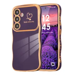 新品 ZTOFERA Samsung Galaxy S25 5G 用 ハートケース 人気 おしゃれ サムスン ギャラクシー S25 ウェーブ ケース 柔軟な TPU シリコン スマホケース メッキ加工 ソフト 軽量 耐衝撃 韓国 可愛い ケース 女子 女性 携