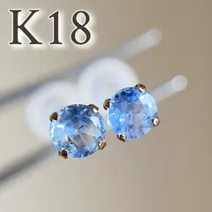 K18YG 天然石サファイア　ラウンド　ピアス カラーストーン　ROUND K18YG 天然石サファイア ラウンド ピアス カラーストーン - メルカリ